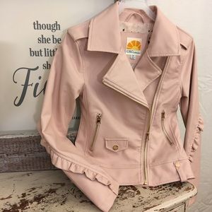 Pink Faux Leather Jacket